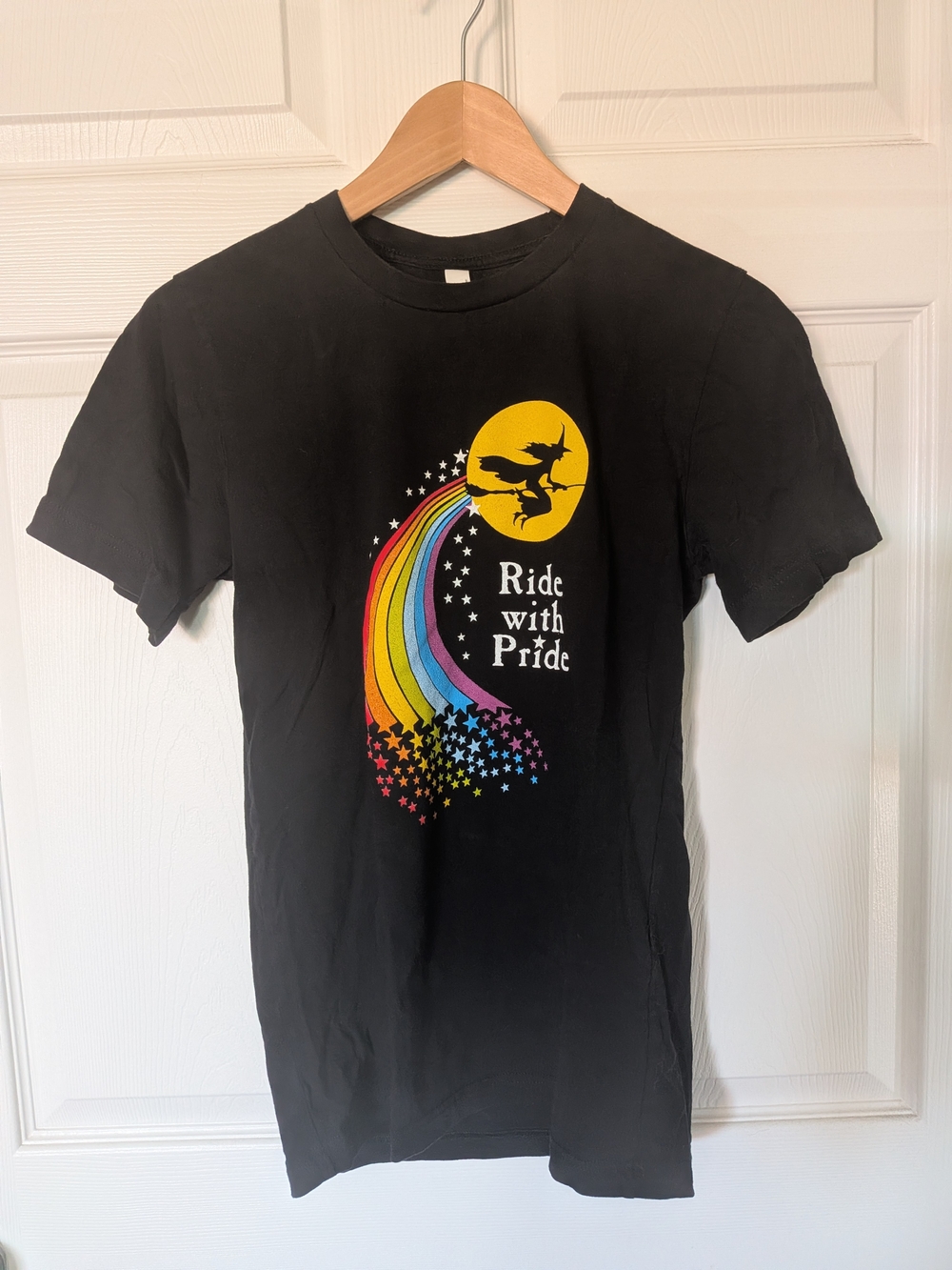 Gildan Black 'Ride with Pride' Rainbow Graphic Tee